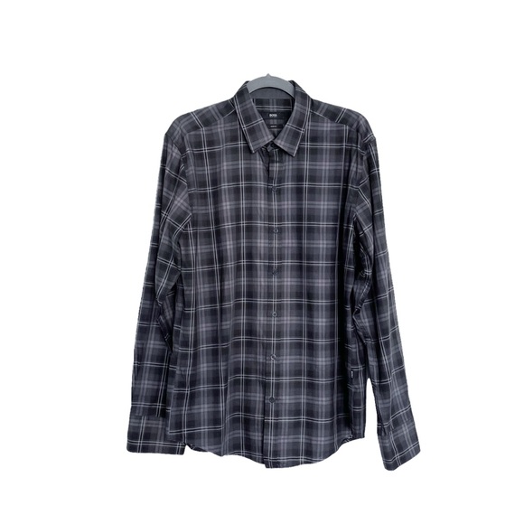 Hugo Boss Other - Boss Hugo Boss | Dark Plaid Button Front Dress Shirt